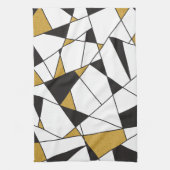 Moderne kunstgeometrie - zwart-wit met goud- theedoek (Verticaal)