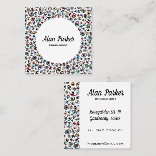 Moderne kunstogen iridoloog oogarts vierkante visitekaartje (Voorkant / Achterkant)