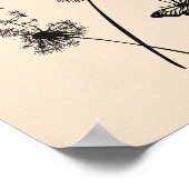 Moderne kunstroze zwarte dandelion maakt Butterfli Poster (Hoek)
