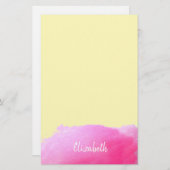 Moderne kunstschattige roze waterverf meisje geper briefpapier (Voorkant / Achterkant)