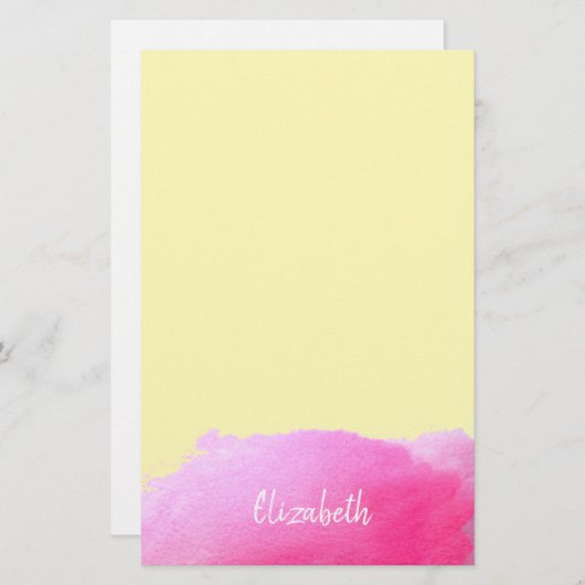 Moderne kunstschattige roze waterverf meisje geper briefpapier (Voorkant / Achterkant)