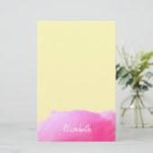 Moderne kunstschattige roze waterverf meisje geper briefpapier (Staand voorkant)