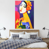 Moderne kunstschilderij van vrouwen abstracte cubi canvas afdruk (Insitu (Slaapkamer))