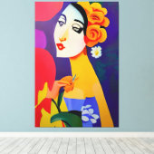 Moderne kunstschilderij van vrouwen abstracte cubi canvas afdruk (Insitu (Houten vloer))