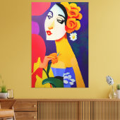 Moderne kunstschilderij van vrouwen abstracte cubi canvas afdruk (Insitu (Woonkamer))