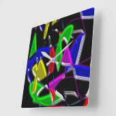 Moderne kunstschilderijen, kleurexplosie vierkante klok (Hoek)