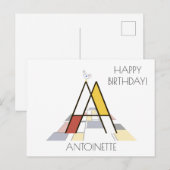 Moderne Kunststijl Monogram. Letter A Briefkaart (Voorkant / Achterkant)