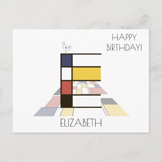 Moderne Kunststijl Monogram. Letter E Briefkaart (Voorkant)