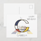Moderne Kunststijl Monogram. Letter G Briefkaart (Voorkant / Achterkant)