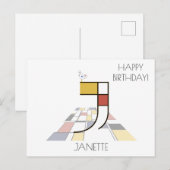 Moderne Kunststijl Monogram. Letter J Briefkaart (Voorkant / Achterkant)