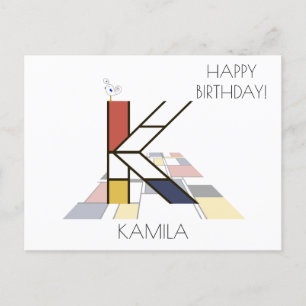 Moderne Kunststijl Monogram. Letter K Briefkaart