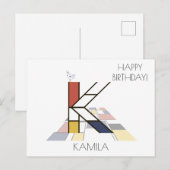 Moderne Kunststijl Monogram. Letter K Briefkaart (Voorkant / Achterkant)