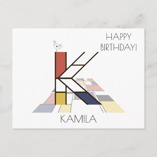 Moderne Kunststijl Monogram. Letter K Briefkaart (Voorkant)