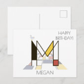 Moderne Kunststijl Monogram. Letter M Briefkaart (Voorkant / Achterkant)