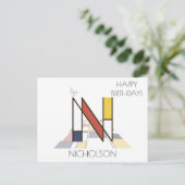 Moderne Kunststijl Monogram. Letter N Briefkaart (Staand voorkant)
