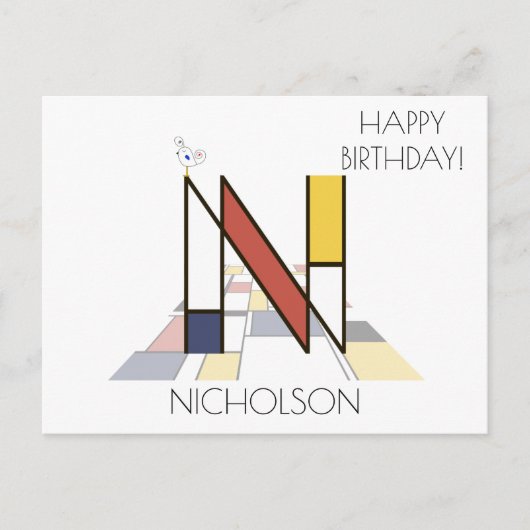 Moderne Kunststijl Monogram. Letter N Briefkaart (Voorkant)