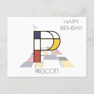 Moderne Kunststijl Monogram. Letter P Briefkaart