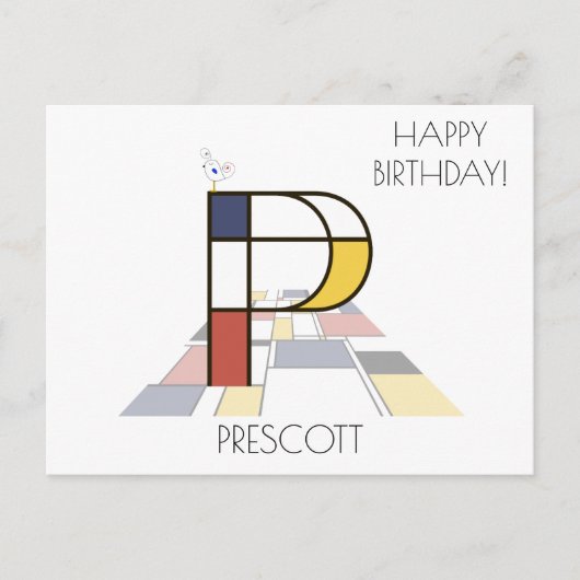 Moderne Kunststijl Monogram. Letter P Briefkaart (Voorkant)