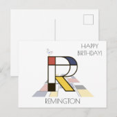 Moderne Kunststijl Monogram. Letter R Briefkaart (Voorkant / Achterkant)