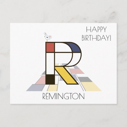 Moderne Kunststijl Monogram. Letter R Briefkaart (Voorkant)