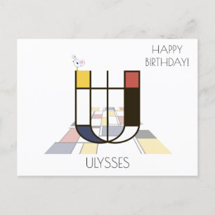 Moderne Kunststijl Monogram. Letter U Briefkaart