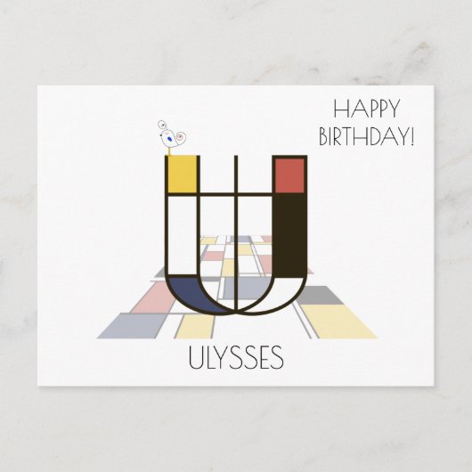 Moderne Kunststijl Monogram. Letter U Briefkaart (Voorkant)