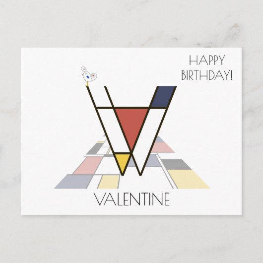 Moderne Kunststijl Monogram. Letter V Briefkaart (Voorkant)