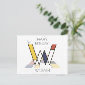 Moderne Kunststijl Monogram. Letter W Briefkaart (Staand voorkant)