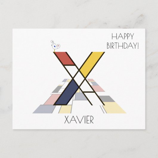 Moderne Kunststijl Monogram. Letter X Briefkaart (Voorkant)