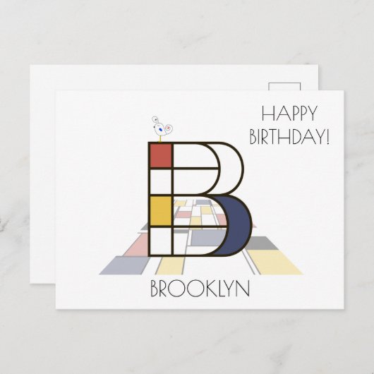 Moderne kunststijlmonogram. Brief B Briefkaart (Voorkant / Achterkant)