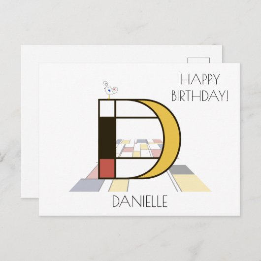 Moderne kunststijlmonogram. Brief D Briefkaart (Voorkant / Achterkant)