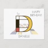 Moderne kunststijlmonogram. Brief D Briefkaart (Voorkant)