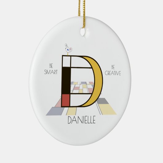 Moderne kunststijlmonogram. Brief D Keramisch Ornament (Rechts)