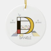 Moderne kunststijlmonogram. Brief D Keramisch Ornament (Voorkant)