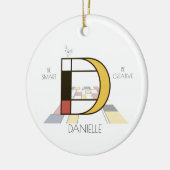 Moderne kunststijlmonogram. Brief D Keramisch Ornament (Links)