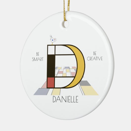 Moderne kunststijlmonogram. Brief D Keramisch Ornament (Links)