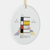 Moderne kunststijlmonogram. Brief E Keramisch Ornament (Rechts)