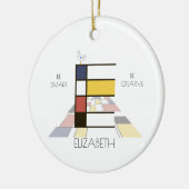Moderne kunststijlmonogram. Brief E Keramisch Ornament (Links)