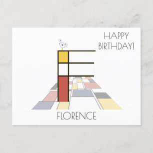 Moderne kunststijlmonogram. Brief F Briefkaart