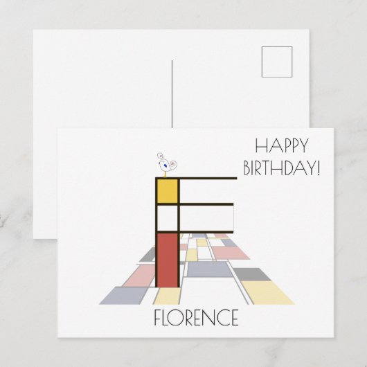 Moderne kunststijlmonogram. Brief F Briefkaart (Voorkant / Achterkant)