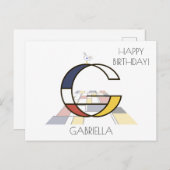 Moderne kunststijlmonogram. Brief G Briefkaart (Voorkant / Achterkant)