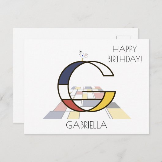 Moderne kunststijlmonogram. Brief G Briefkaart (Voorkant / Achterkant)