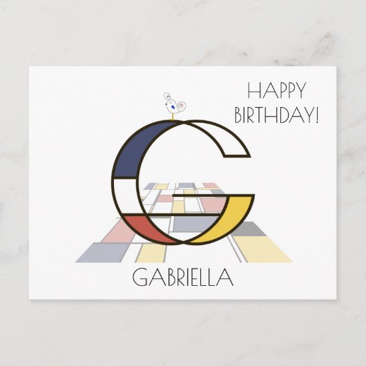 Moderne kunststijlmonogram. Brief G Briefkaart (Voorkant)