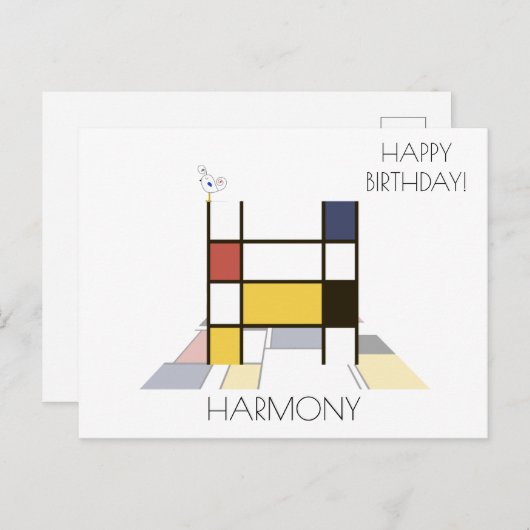 Moderne kunststijlmonogram. Brief H Briefkaart (Voorkant / Achterkant)