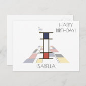 Moderne kunststijlmonogram. Brief I Briefkaart (Voorkant / Achterkant)