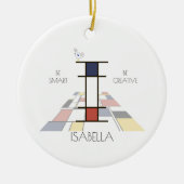 Moderne kunststijlmonogram. Brief I Keramisch Ornament (Voorkant)