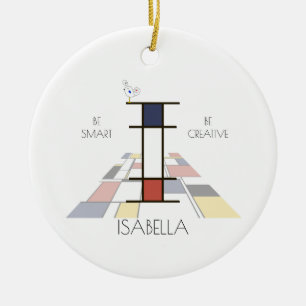 Moderne kunststijlmonogram. Brief I Keramisch Ornament