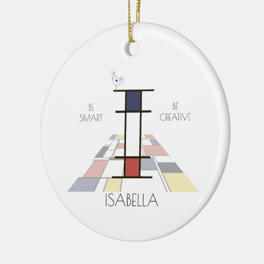 Moderne kunststijlmonogram. Brief I Keramisch Ornament (Links)