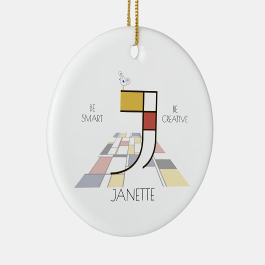 Moderne kunststijlmonogram. Brief J Keramisch Ornament (Rechts)