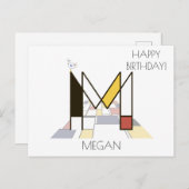 Moderne kunststijlmonogram. Brief M Briefkaart (Voorkant / Achterkant)